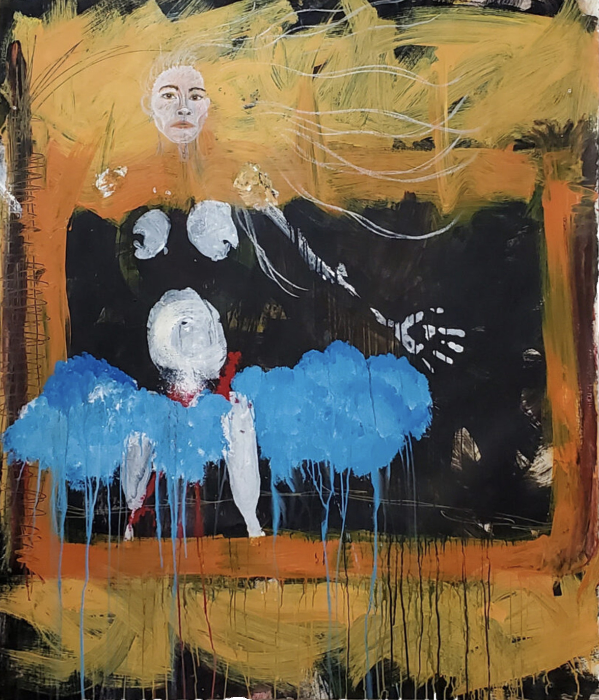 mixed media painting on paper titled “tempest"